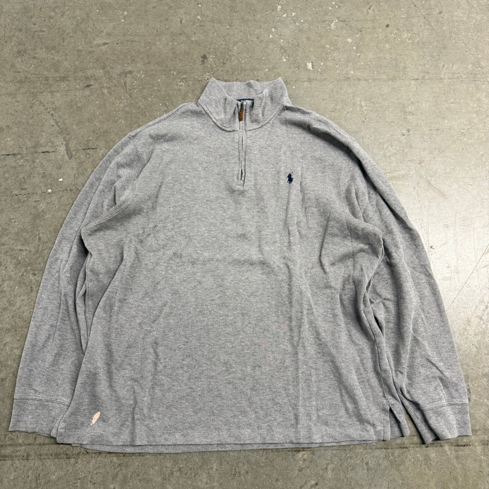 Polo Ralph Lauren Mens XL Estate Rib Quarter Zip Pullover Sweater Heather Gray